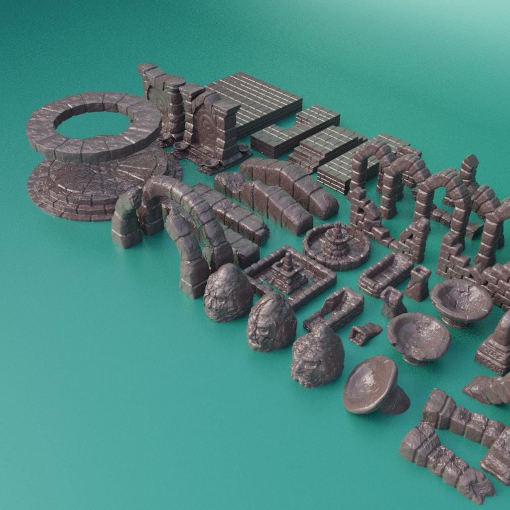 Ancient Ruins - Tabletop Terrain - 28 MM, Tabletop 3D Printed Terrain by MiniatureLand, Perfect for Wargaming and RPGs