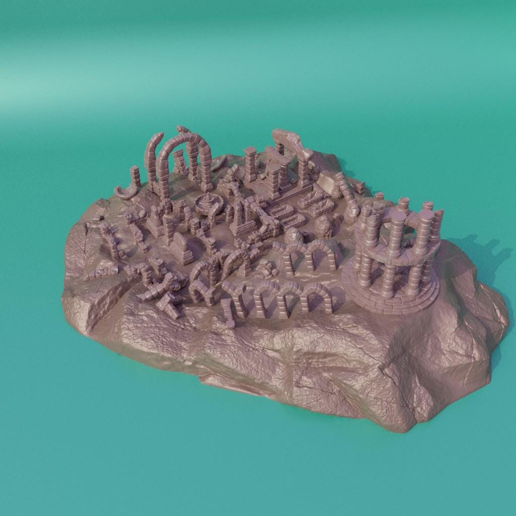 Ancient Ruins - Tabletop Terrain - 28 MM, Tabletop 3D Printed Terrain by MiniatureLand, Perfect for Wargaming and RPGs