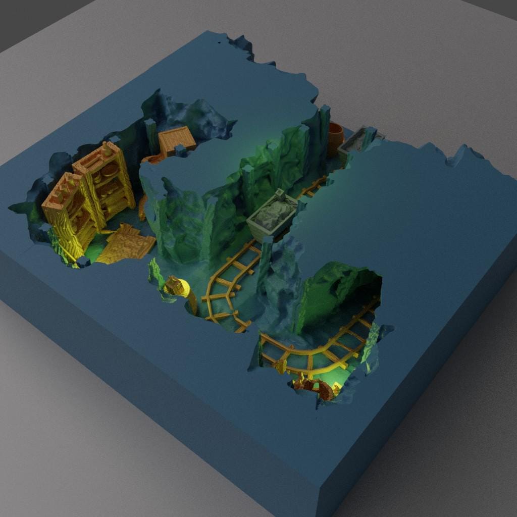 Coal Mine Entrance - Tabletop Terrain - 28 MM, Tabletop 3D Printed Terrain by MiniatureLand, Perfect for Wargaming and RPGs