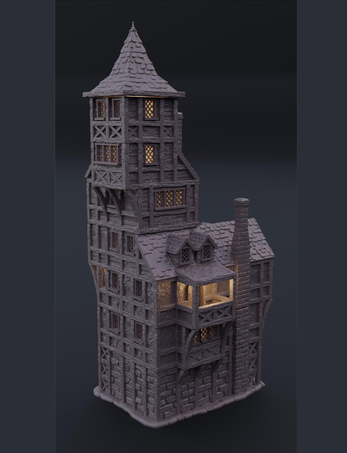 Medieval Long Building - Tabletop Terrain - 28 MM, Tabletop 3D Printed Terrain by MiniatureLand, Perfect for Wargaming and RPGs