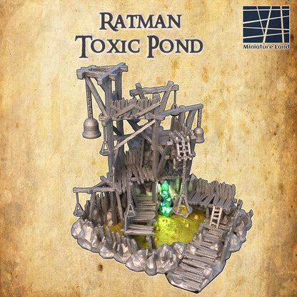 Ratman Toxic Pond - Tabletop Terrain - 28 MM, Tabletop 3D Printed Terrain by MiniatureLand, Perfect for Wargaming and RPGs