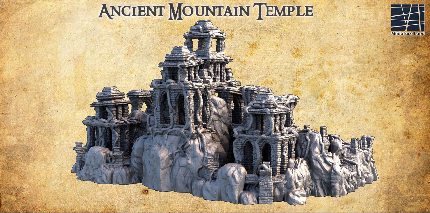 Ancient Mountain Temple - Tabletop Terrain - 28 MM, Tabletop 3D Printed Terrain by MiniatureLand, Perfect for Wargaming and RPGs