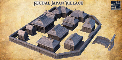 Feudal Japan Village - Tabletop Terrain - 28 MM, Tabletop 3D Printed Terrain by MiniatureLand, Perfect for Wargaming and RPGs