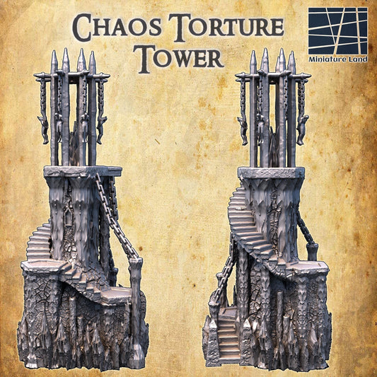 Chaos Torture Tower - Tabletop Terrain - 28 MM, Tabletop 3D Printed Terrain by MiniatureLand, Perfect for Wargaming and RPGs