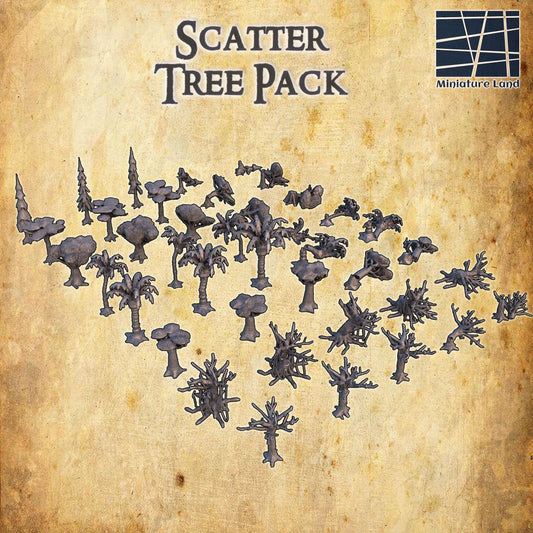 40x Scatter Tree Pack - Tabletop Terrain - 28 MM, Tabletop 3D Printed Terrain by MiniatureLand, Perfect for Wargaming and RPGs