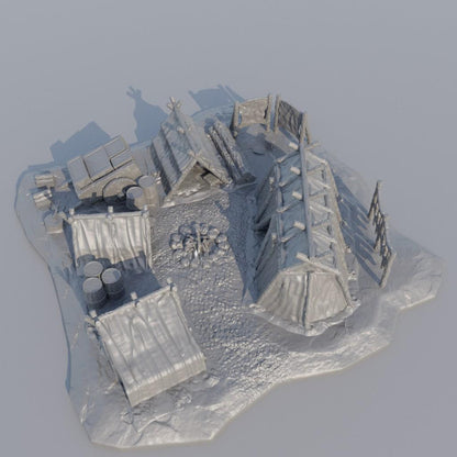 Adventurer Campsite - Tabletop Terrain - 28 MM, Tabletop 3D Printed Terrain by MiniatureLand, Perfect for Wargaming and RPGs