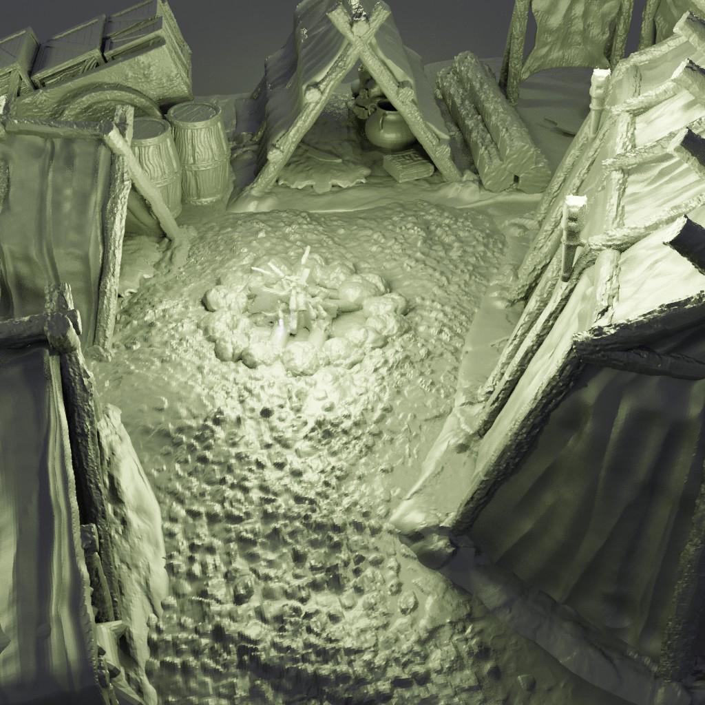 Adventurer Campsite - Tabletop Terrain - 28 MM, Tabletop 3D Printed Terrain by MiniatureLand, Perfect for Wargaming and RPGs