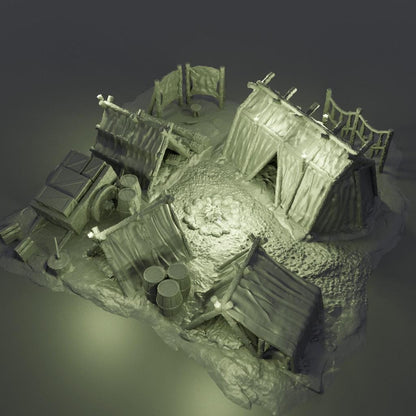 Adventurer Campsite - Tabletop Terrain - 28 MM, Tabletop 3D Printed Terrain by MiniatureLand, Perfect for Wargaming and RPGs