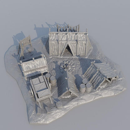 Adventurer Campsite - Tabletop Terrain - 28 MM, Tabletop 3D Printed Terrain by MiniatureLand, Perfect for Wargaming and RPGs