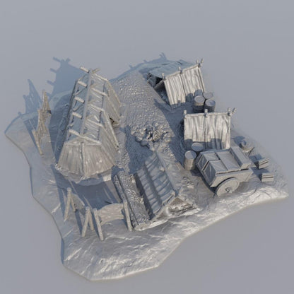 Adventurer Campsite - Tabletop Terrain - 28 MM, Tabletop 3D Printed Terrain by MiniatureLand, Perfect for Wargaming and RPGs