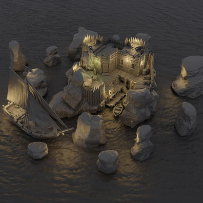 Small Pirate Cove - Tabletop Terrain - 28 MM Tabletop 3D Printed Terrain by MiniatureLand, Perfect for Wargaming and RPGs