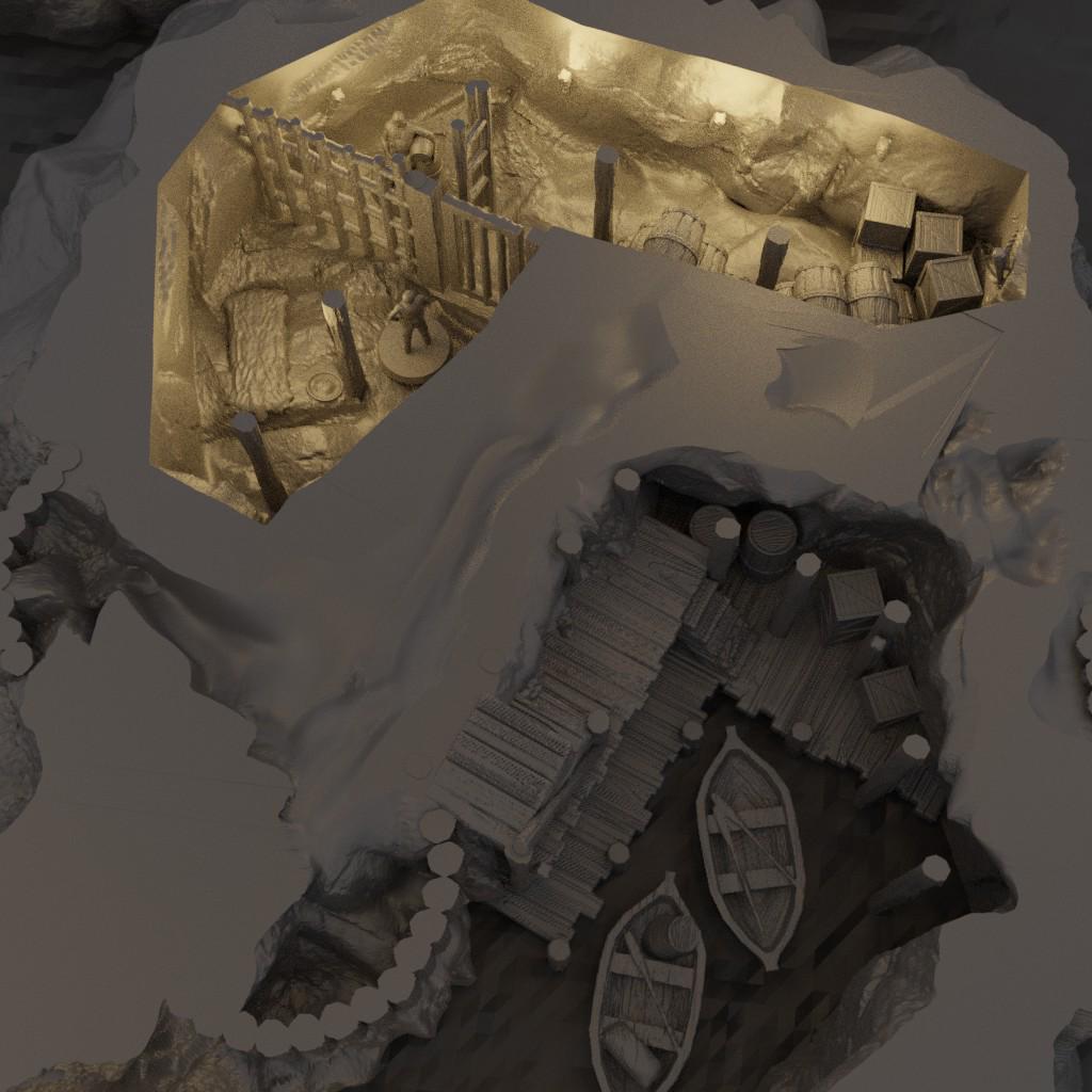 Small Pirate Cove - Tabletop Terrain - 28 MM Tabletop 3D Printed Terrain by MiniatureLand, Perfect for Wargaming and RPGs