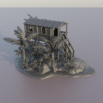 Small Island Hut - Tabletop Terrain - 28 MM Tabletop 3D Printed Terrain by MiniatureLand, Perfect for Wargaming and RPGs