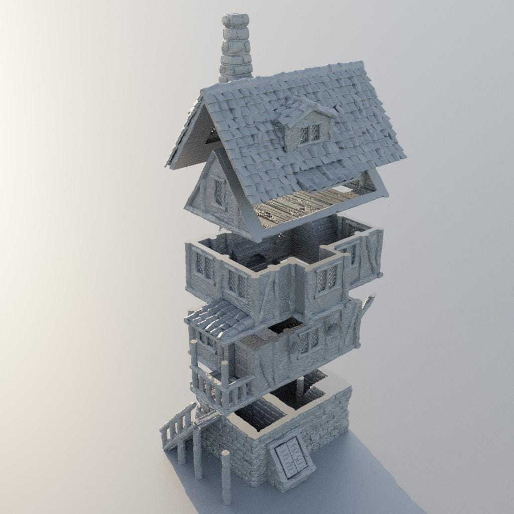 Shady Guild House - Tabletop Terrain - 28 MM, Tabletop 3D Printed Terrain by MiniatureLand, Perfect for Wargaming and RPGs