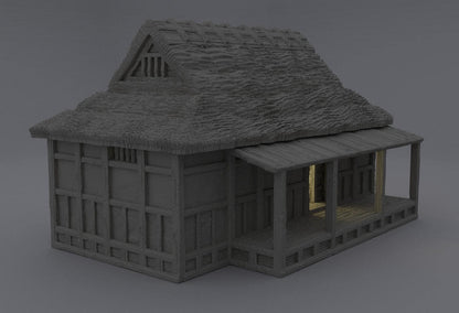 Samurai Cottage - Tabletop Terrain - 28 MM, Tabletop 3D Printed Terrain by MiniatureLand, Perfect for Wargaming and RPGs