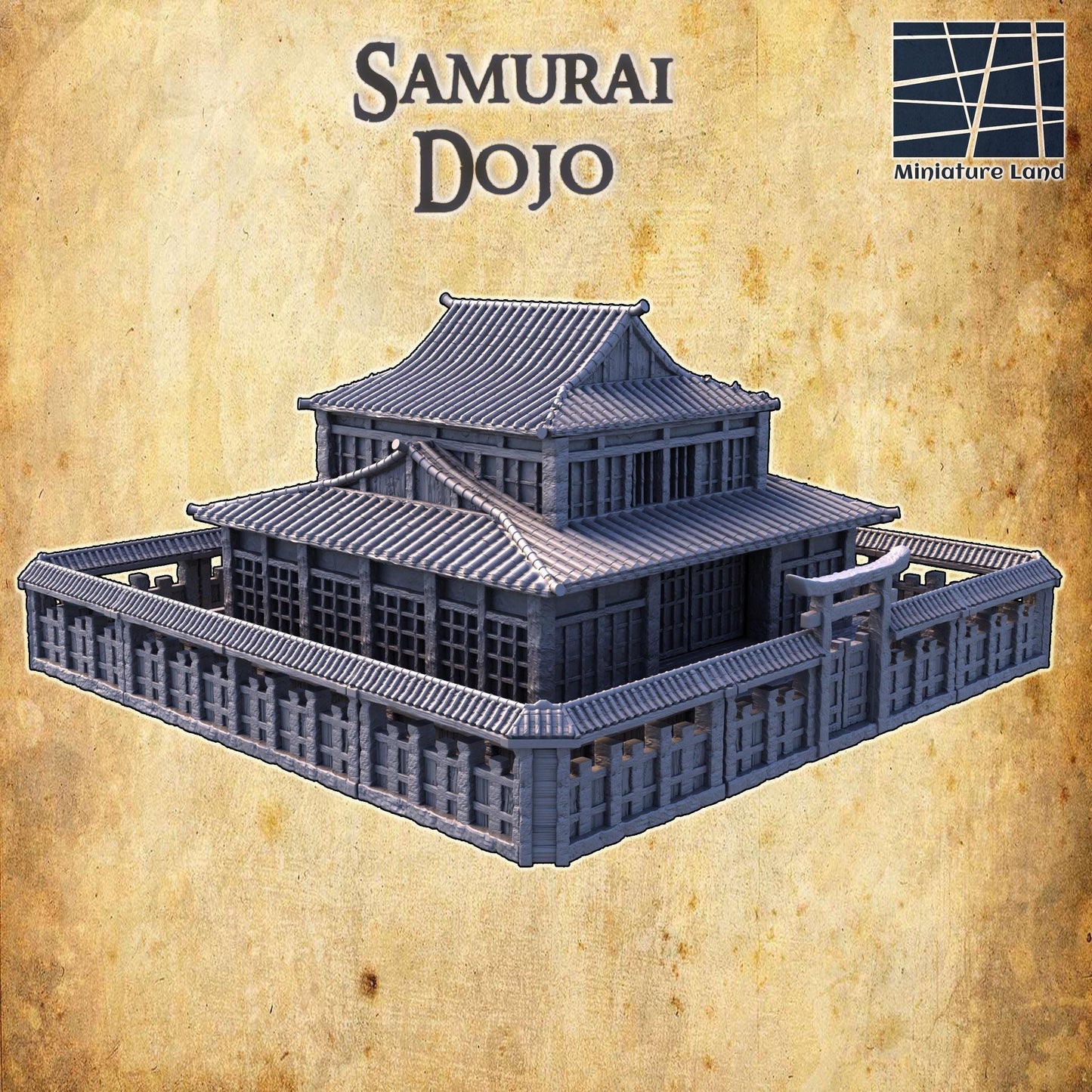 Samurai Dojo - Tabletop Terrain - 28 MM, Tabletop 3D Printed Terrain by MiniatureLand, Perfect for Wargaming and RPGs