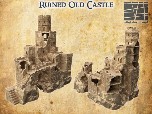 Ruined Old Castle - Tabletop Terrain - 28 MM, Tabletop 3D Printed Terrain by MiniatureLand, Perfect for Wargaming and RPGs
