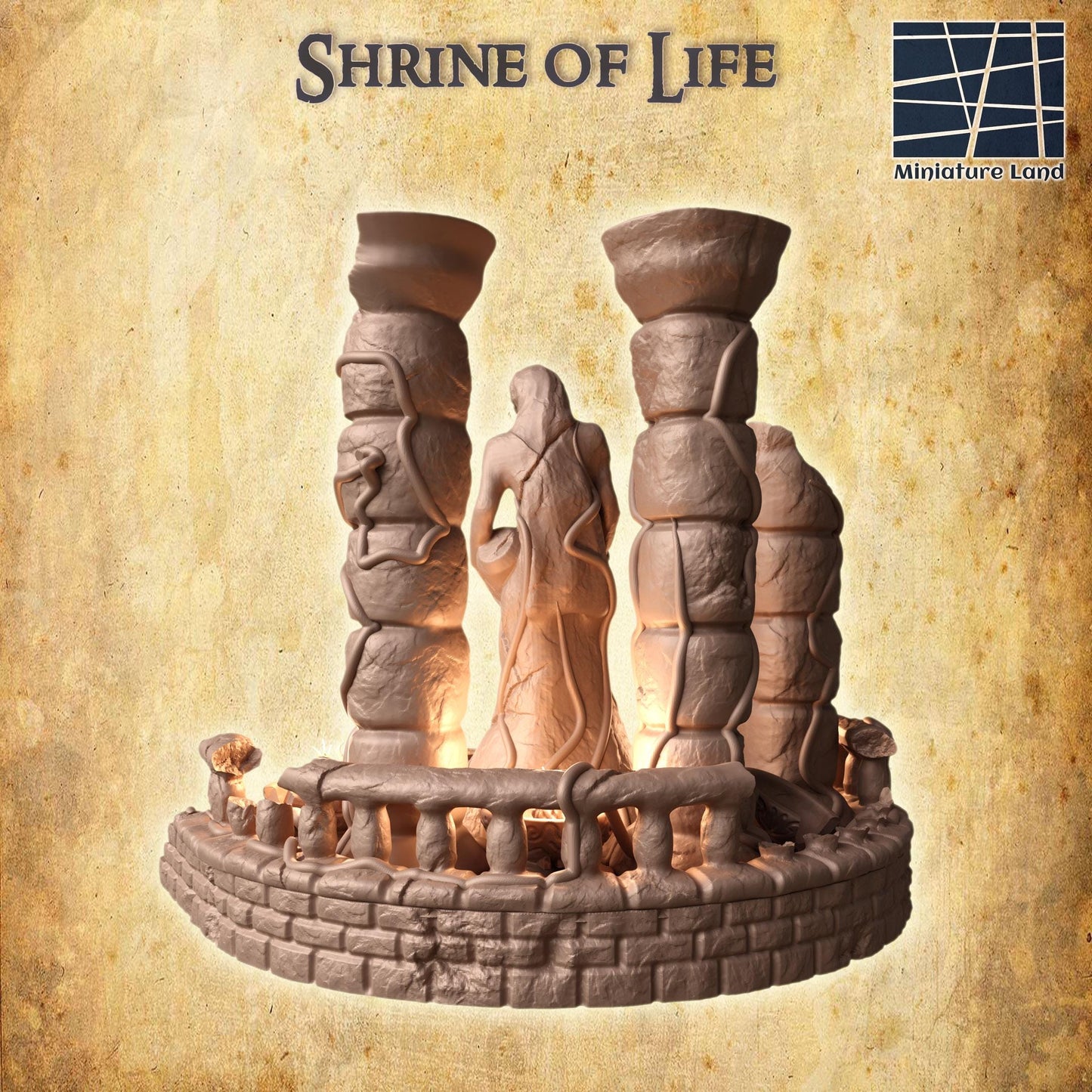 Shrine of Life - Tabletop Terrain - 28 MM, Tabletop 3D Printed Terrain by MiniatureLand, Perfect for Wargaming and RPGs