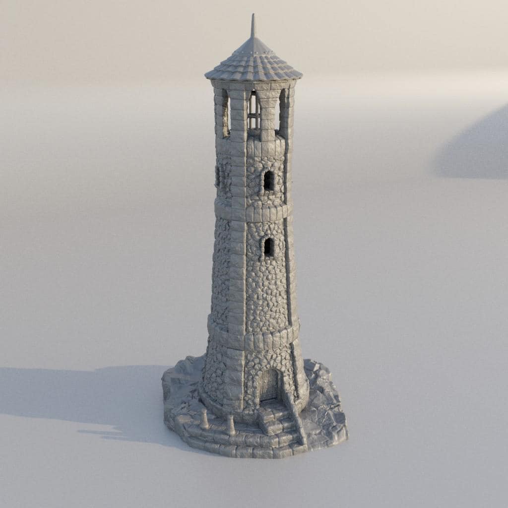 Medieval LightHouse - Tabletop Terrain - 28 MM, Tabletop 3D Printed Terrain by MiniatureLand, Perfect for Wargaming and RPGs