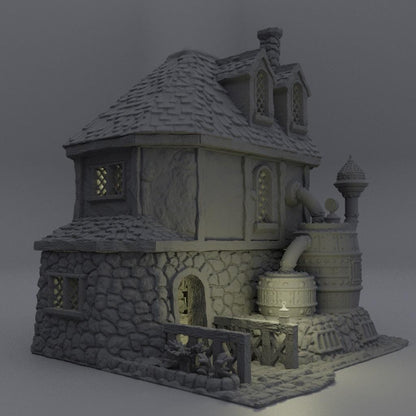 Alchemist House - Tabletop Terrain - 28 MM, Tabletop 3D Printed Terrain by MiniatureLand, Perfect for Wargaming and RPGs