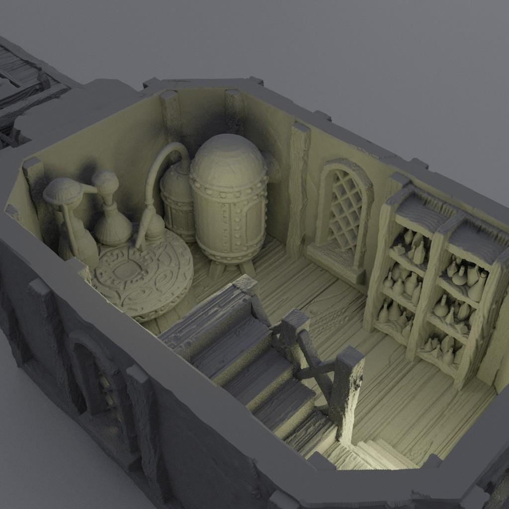 Alchemist House - Tabletop Terrain - 28 MM, Tabletop 3D Printed Terrain by MiniatureLand, Perfect for Wargaming and RPGs