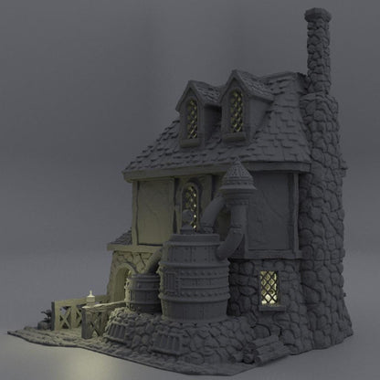 Alchemist House - Tabletop Terrain - 28 MM, Tabletop 3D Printed Terrain by MiniatureLand, Perfect for Wargaming and RPGs