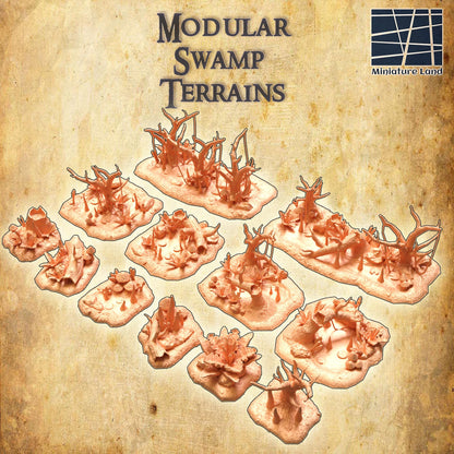 Swamp Terrain - Tabletop Terrain - 28 MM, Tabletop 3D Printed Terrain by MiniatureLand, Perfect for Wargaming and RPGs