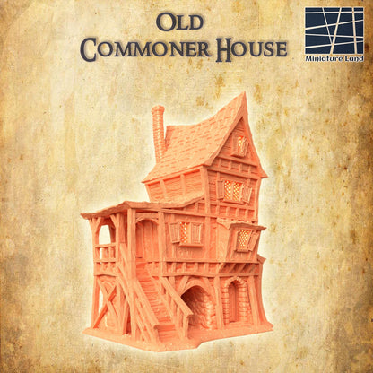 Old Commoner House - Tabletop Terrain - 28 MM, Tabletop 3D Printed Terrain by MiniatureLand, Perfect for Wargaming and RPGs
