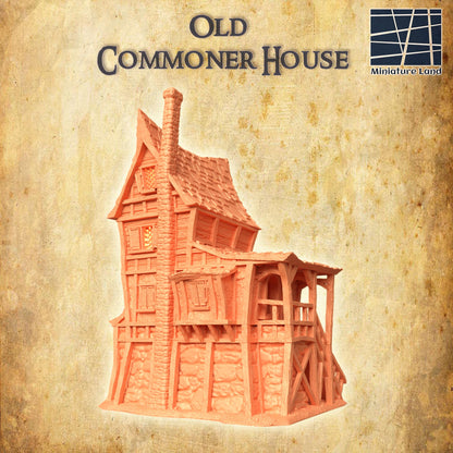 Old Commoner House - Tabletop Terrain - 28 MM, Tabletop 3D Printed Terrain by MiniatureLand, Perfect for Wargaming and RPGs