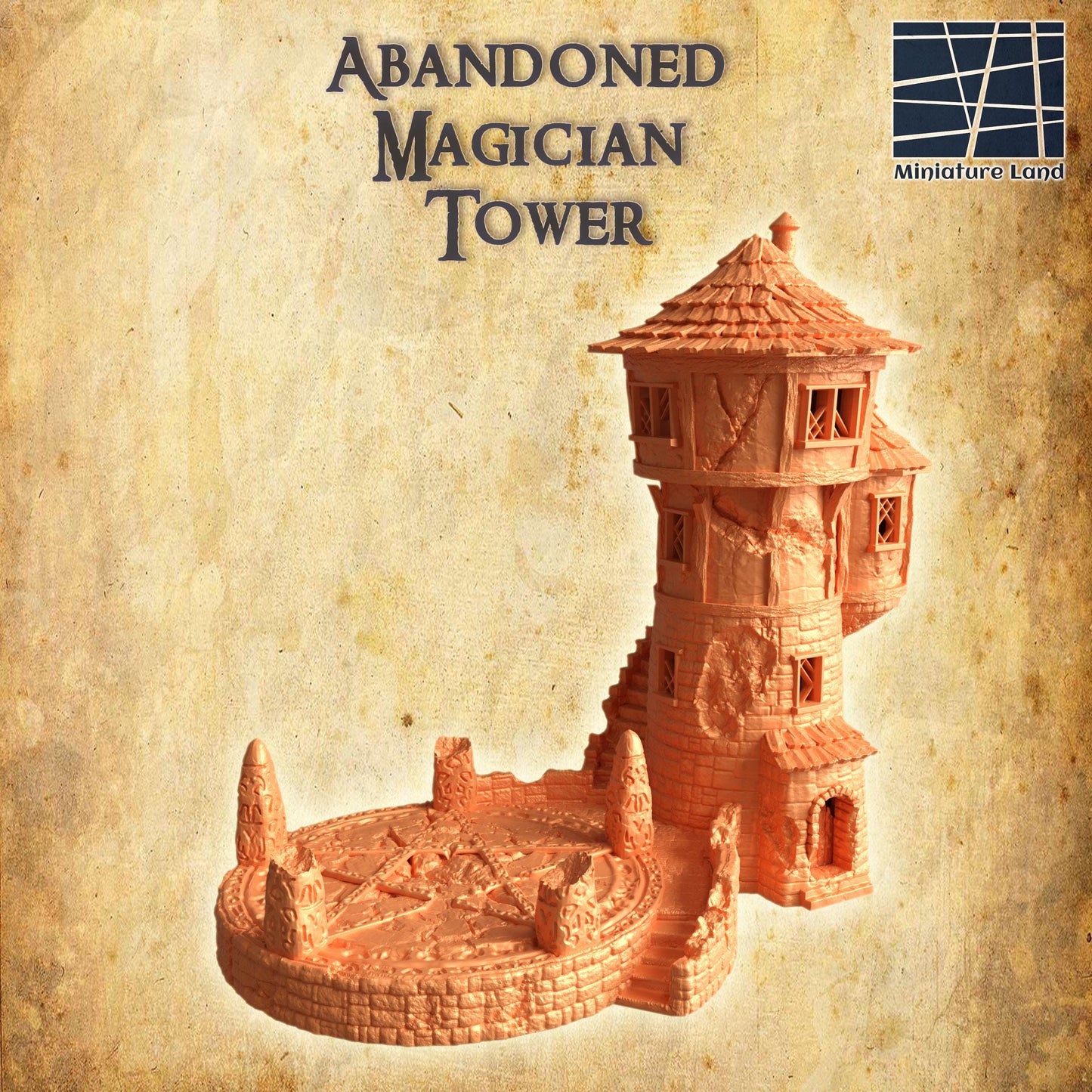 Abandoned Magician Tower - Tabletop Terrain - 28 MM, Tabletop 3D Printed Terrain by MiniatureLand, Perfect for Wargaming and RPGs