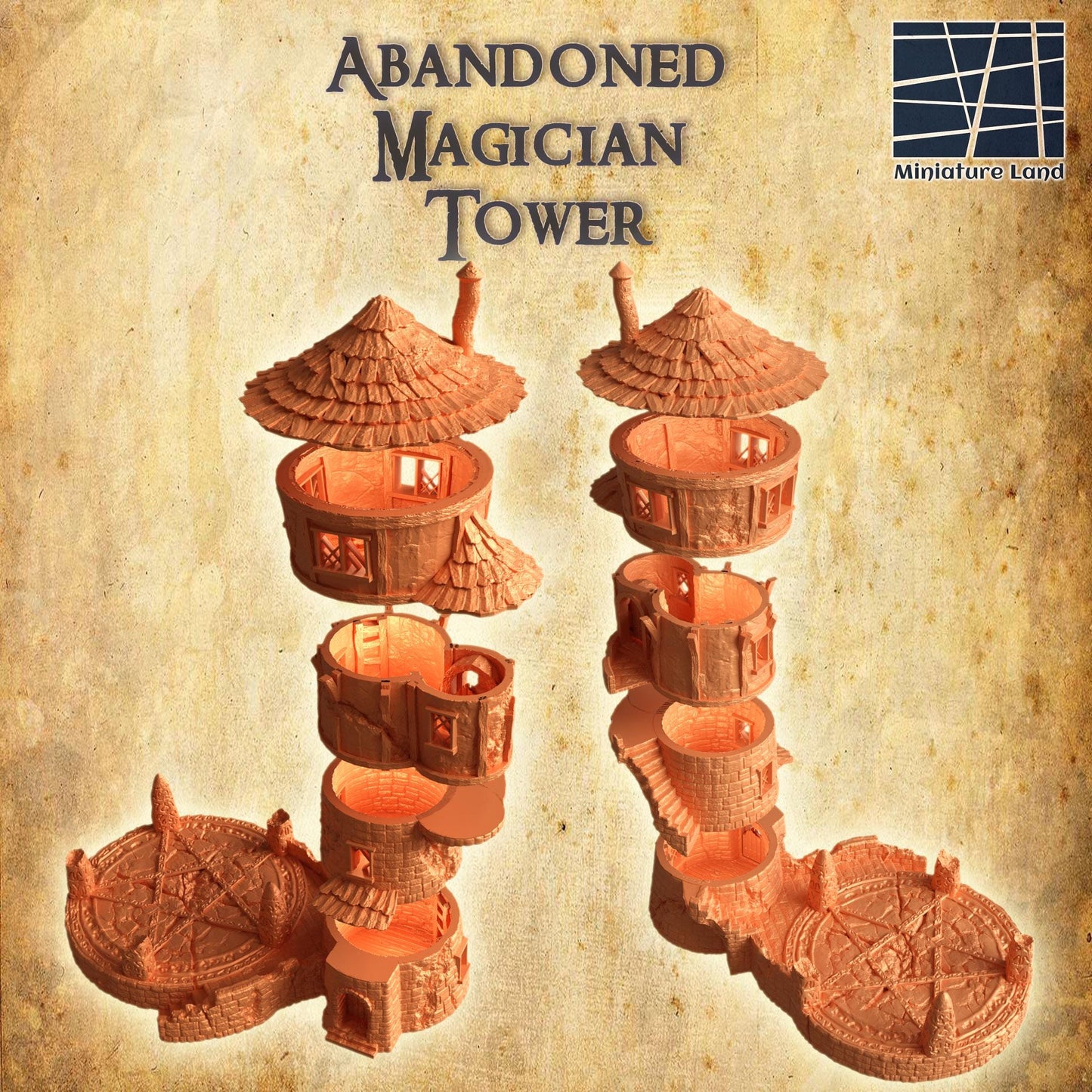 Abandoned Magician Tower - Tabletop Terrain - 28 MM, Tabletop 3D Printed Terrain by MiniatureLand, Perfect for Wargaming and RPGs