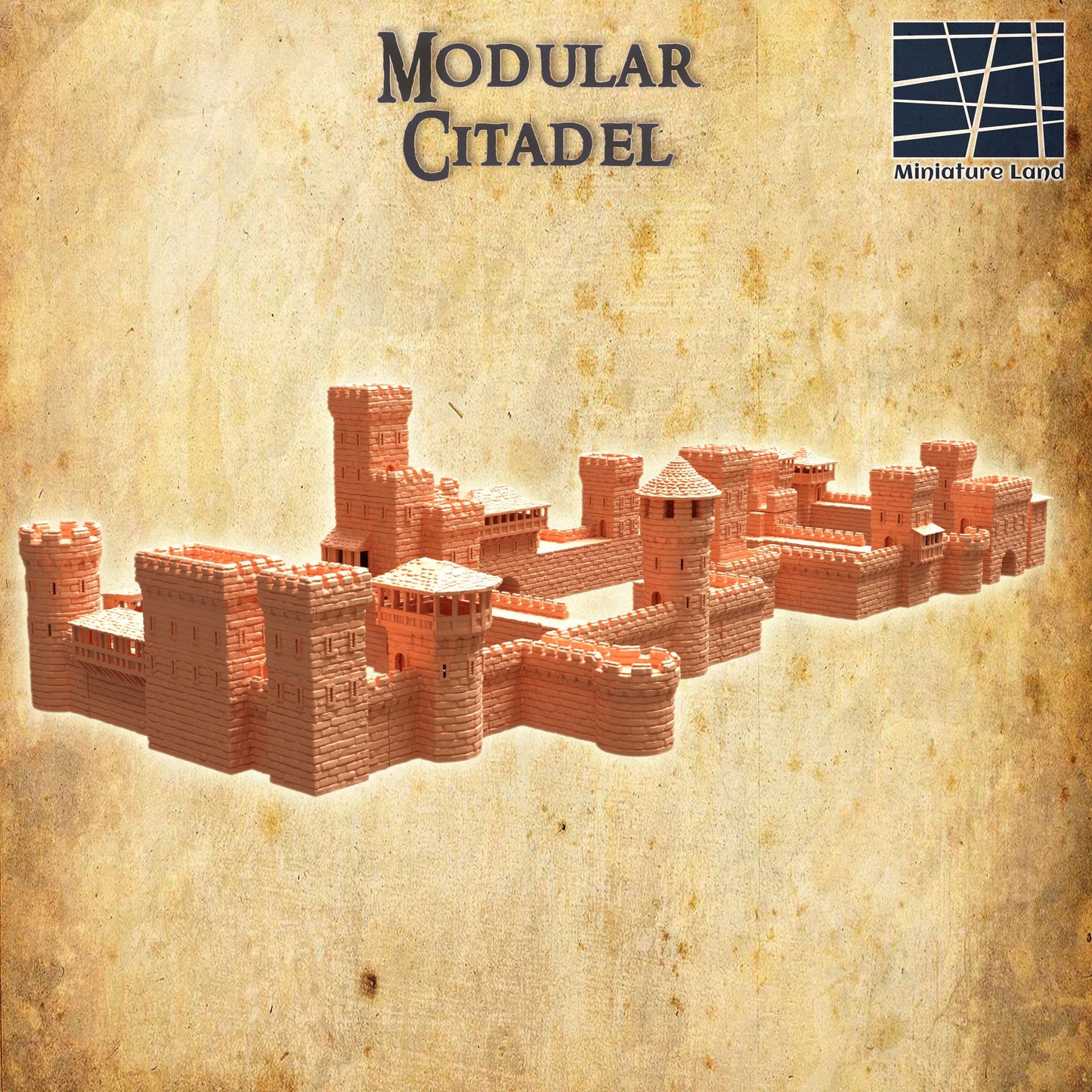 Modular Citadel - Tabletop Terrain - 28 MM, Tabletop 3D Printed Terrain by MiniatureLand, Perfect for Wargaming and RPGs