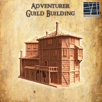 Adventurer Guild Building - Tabletop Terrain - 28 MM, Tabletop 3D Printed Terrain by MiniatureLand, Perfect for Wargaming and RPGs