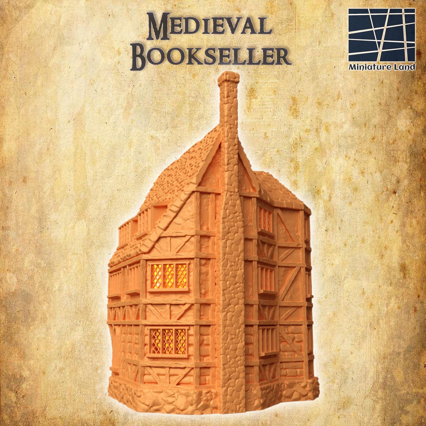 Medieval Bookseller - Tabletop Terrain - 28 MM, Tabletop 3D Printed Terrain by MiniatureLand, Perfect for Wargaming and RPGs