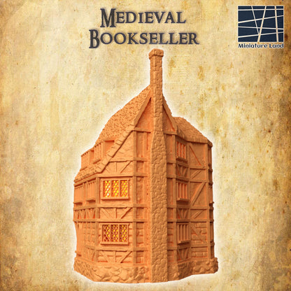Medieval Bookseller - Tabletop Terrain - 28 MM, Tabletop 3D Printed Terrain by MiniatureLand, Perfect for Wargaming and RPGs