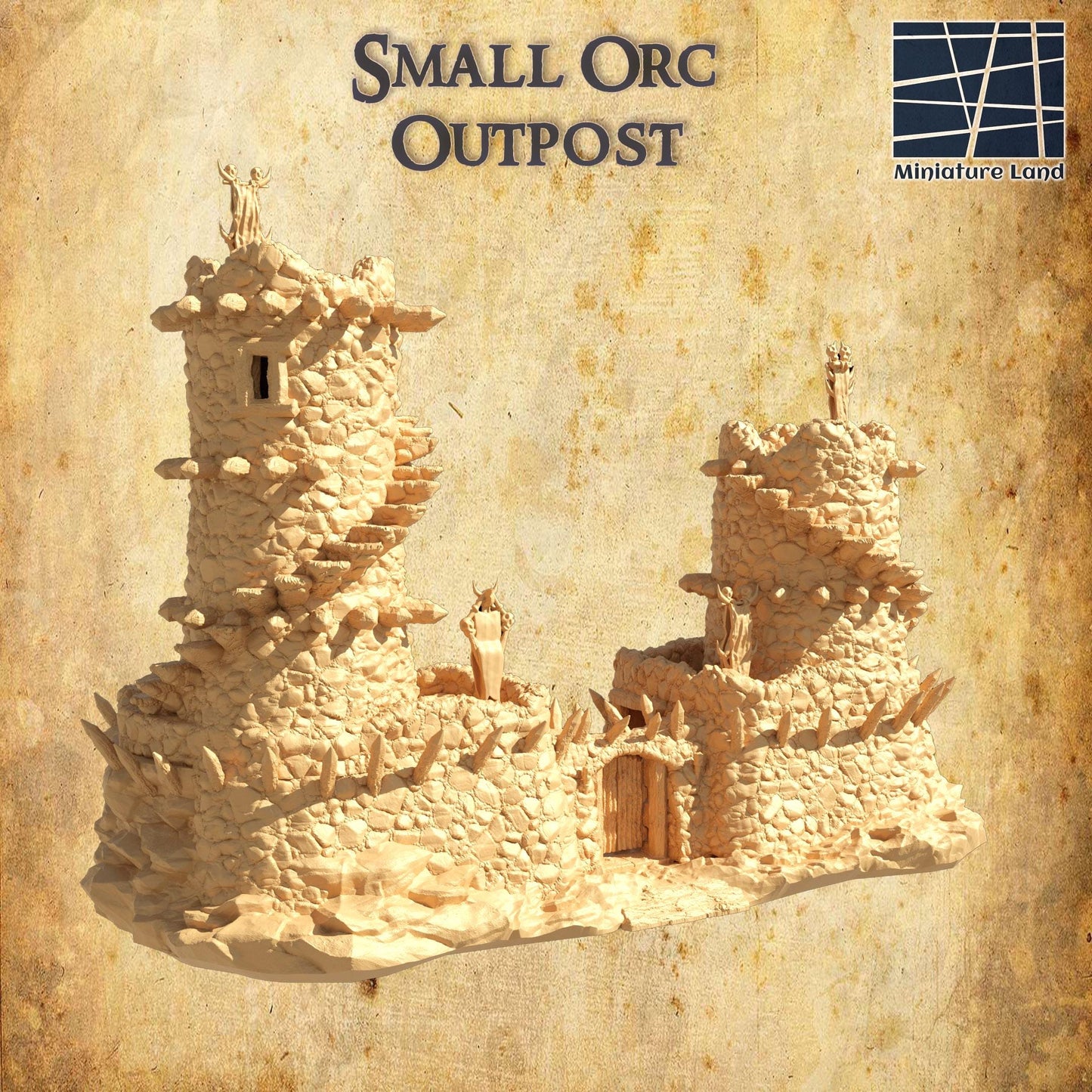 Small Orc Outpost- Tabletop Terrain - 28 MM, Tabletop 3D Printed Terrain by MiniatureLand, Perfect for Wargaming and RPGs