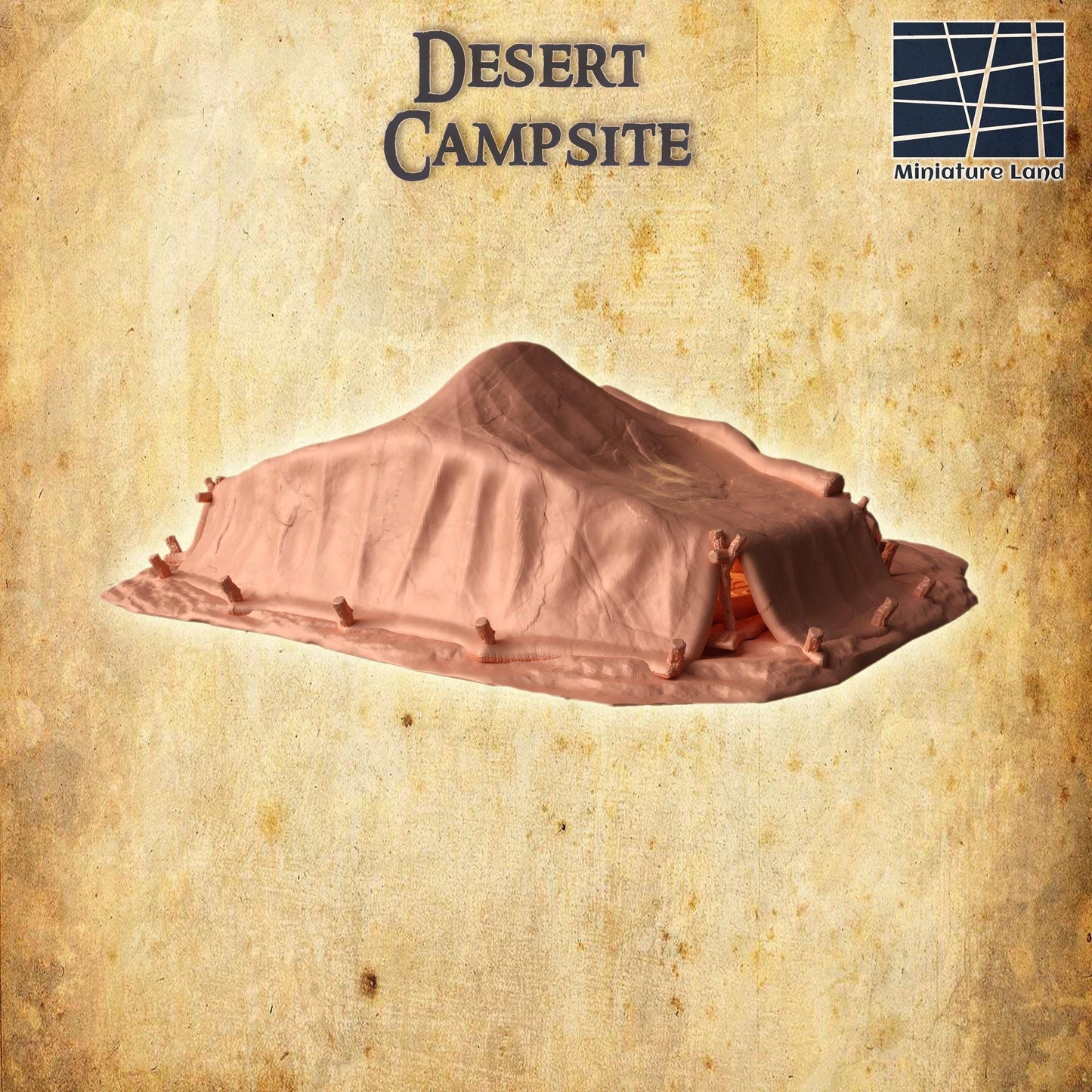 Desert Campsite - Tabletop Terrain - 28 MM, Tabletop 3D Printed Terrain by MiniatureLand, Perfect for Wargaming and RPGs