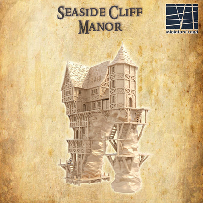Seaside Cliff Manor - Tabletop Terrain - 28 MM, Tabletop 3D Printed Terrain by MiniatureLand, Perfect for Wargaming and RPGs