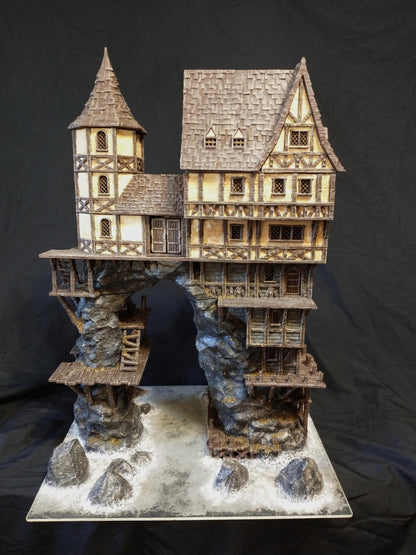 Seaside Cliff Manor - Tabletop Terrain - 28 MM, Tabletop 3D Printed Terrain by MiniatureLand, Perfect for Wargaming and RPGs