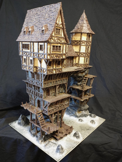 Seaside Cliff Manor - Tabletop Terrain - 28 MM, Tabletop 3D Printed Terrain by MiniatureLand, Perfect for Wargaming and RPGs