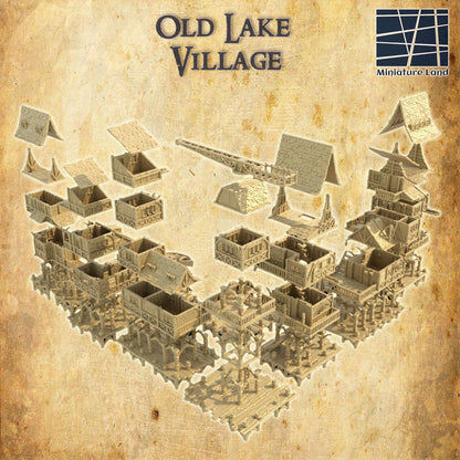 Old Lake Town - Tabletop Terrain - 28 MM, Tabletop 3D Printed Terrain by MiniatureLand, Perfect for Wargaming and RPGs