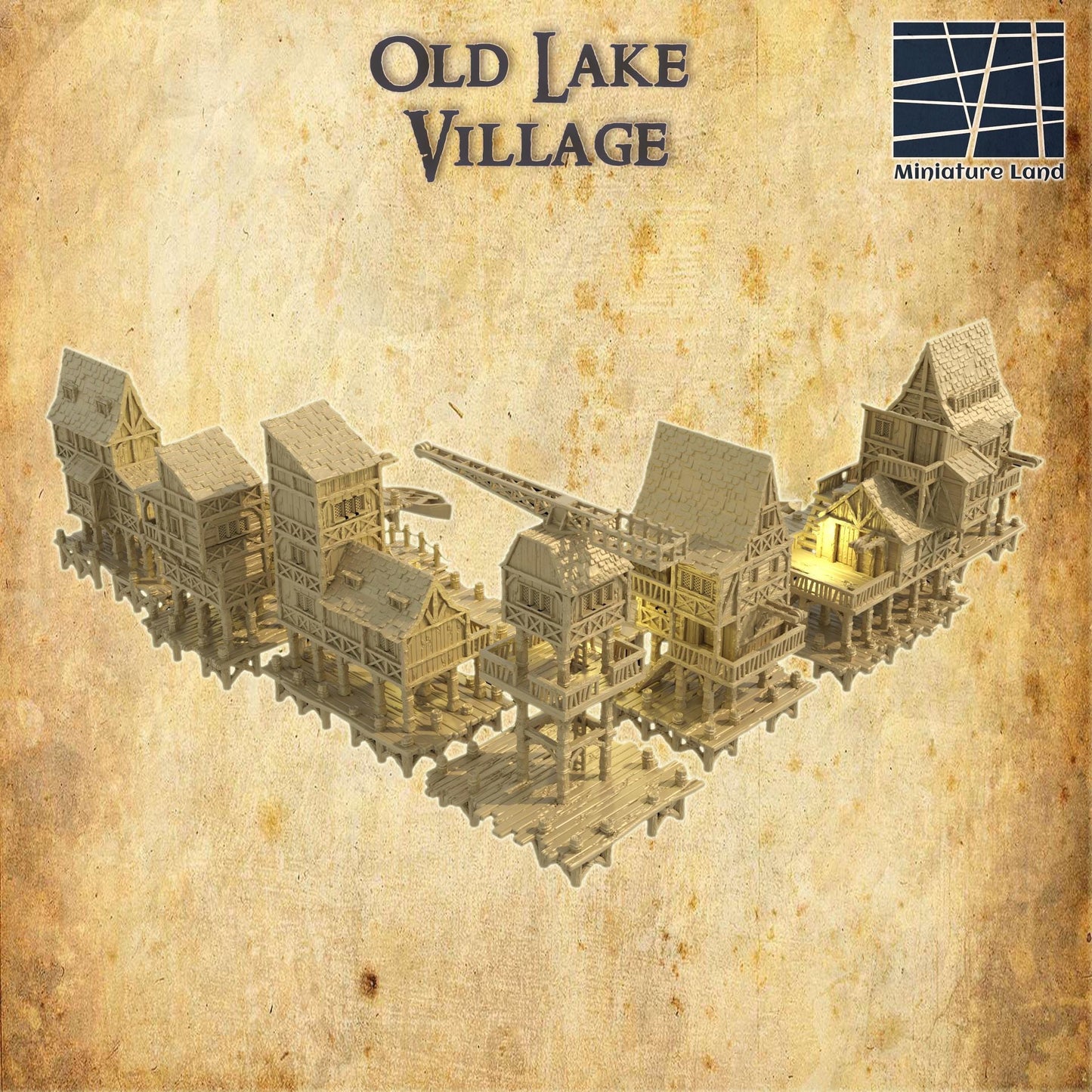 Old Lake Town - Tabletop Terrain - 28 MM, Tabletop 3D Printed Terrain by MiniatureLand, Perfect for Wargaming and RPGs