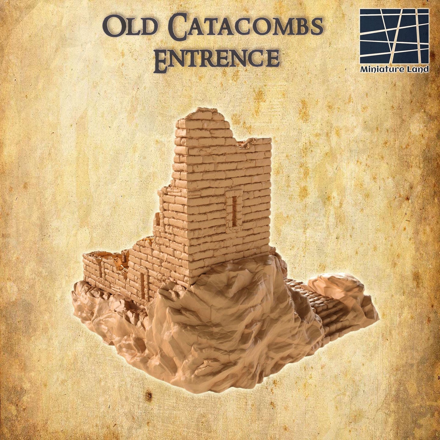 Old Catacombs Entrence - Tabletop Terrain - 28 MM, Tabletop 3D Printed Terrain by MiniatureLand, Perfect for Wargaming and RPGs