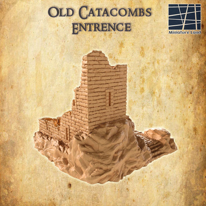 Old Catacombs Entrence - Tabletop Terrain - 28 MM, Tabletop 3D Printed Terrain by MiniatureLand, Perfect for Wargaming and RPGs