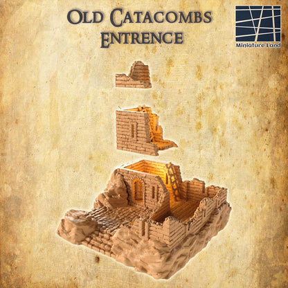 Old Catacombs Entrence - Tabletop Terrain - 28 MM, Tabletop 3D Printed Terrain by MiniatureLand, Perfect for Wargaming and RPGs