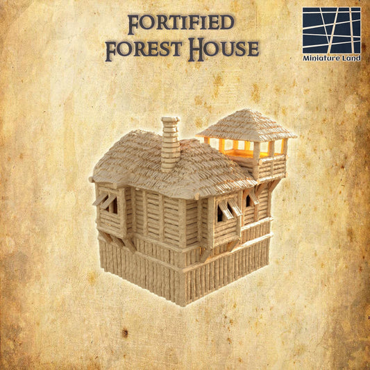 Fortified Forest House - Tabletop Terrain - 28 MM, Tabletop 3D Printed Terrain by MiniatureLand, Perfect for Wargaming and RPGs
