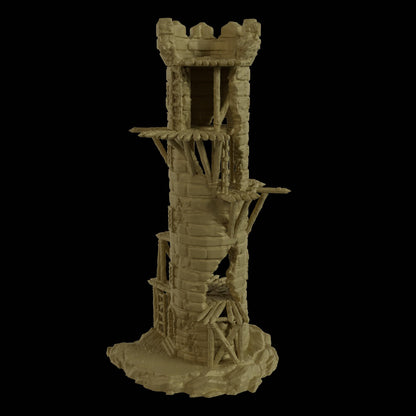 Infested Lookout Tower - Tabletop Terrain - 28 MM, Tabletop 3D Printed Terrain by MiniatureLand, Perfect for Wargaming and RPGs