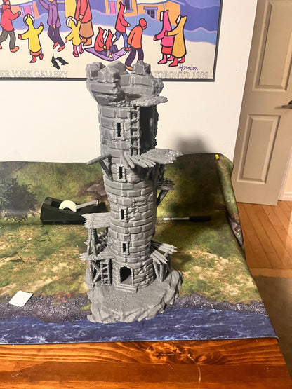 Infested Lookout Tower - Tabletop Terrain - 28 MM, Tabletop 3D Printed Terrain by MiniatureLand, Perfect for Wargaming and RPGs