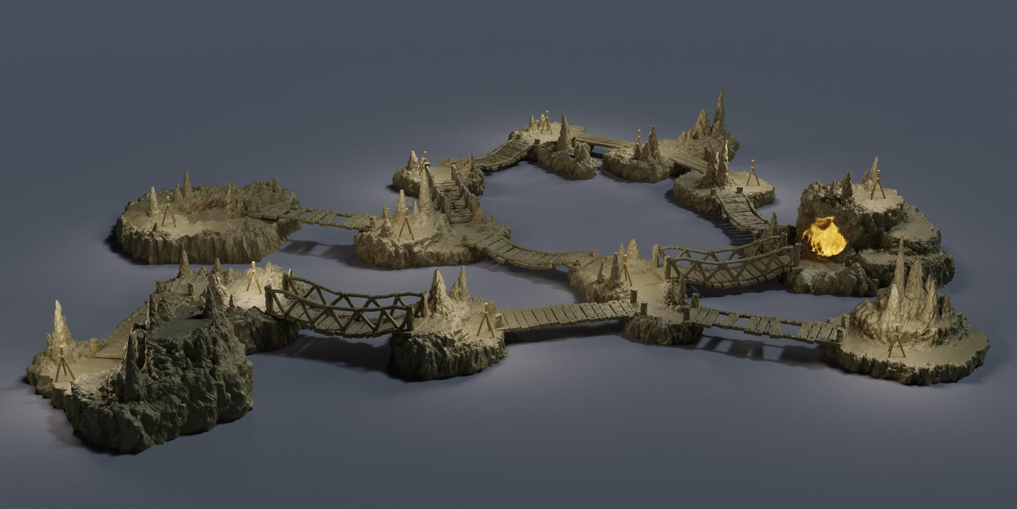 Raised Caverns - Tabletop Terrain - 28 MM, Tabletop 3D Printed Terrain by MiniatureLand, Perfect for Wargaming and RPGs
