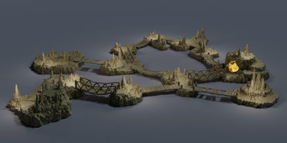Raised Caverns - Tabletop Terrain - 28 MM, Tabletop 3D Printed Terrain by MiniatureLand, Perfect for Wargaming and RPGs